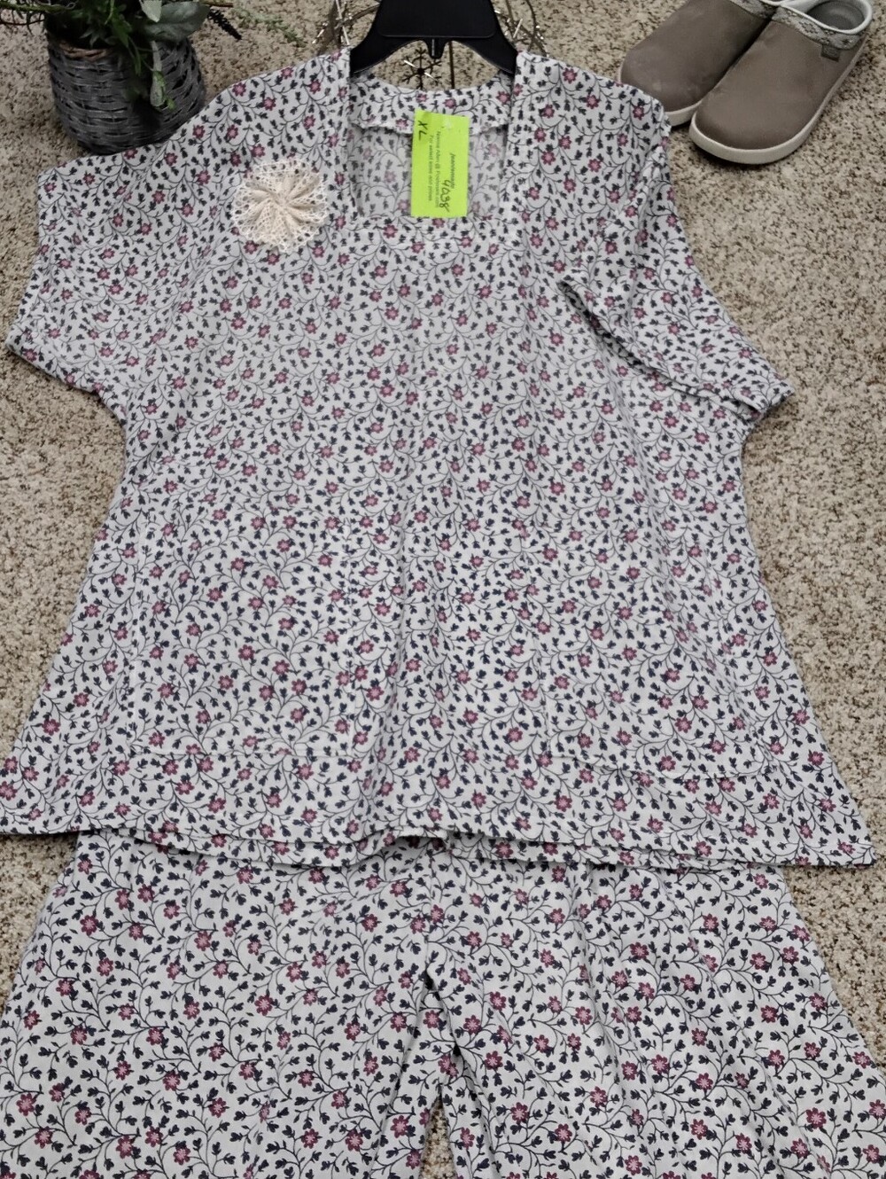4038 Size XL Floral Two-Piece Lounge Pants Set  Floral Print